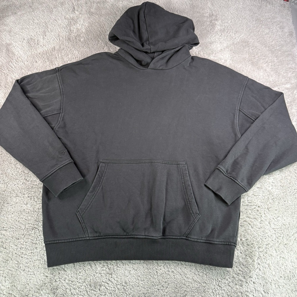 Gymshark Mens M Black Oversized Pullover Hoodie Cotton Workout Gym Sweatshirt